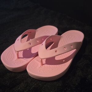 CROCS Classic Platform Flip Flops in Pink